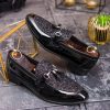 Loafers bărbătești eleganți cu ciucuri – negru lucios & glitter - P1910