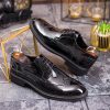 Pantofi bărbătești eleganți Oxford Brogue – lacuit negru - P1914