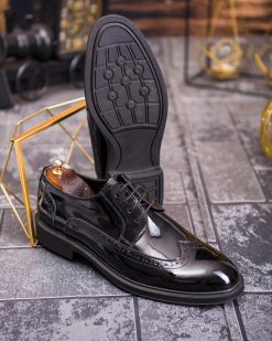Alternative view of Pantofi bărbătești eleganți Oxford Brogue – lacuit negru - P1914