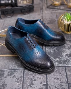 Alternative view of Pantofi de barbati, albastri, din piele naturala- P1891