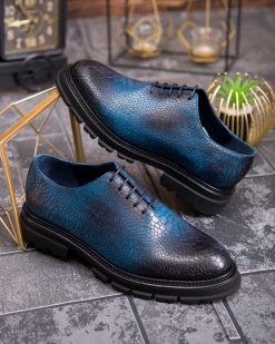 Pantofi de barbati, albastri, din piele naturala- P1891