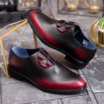 Pantofi de barbati, negru/bordo, din piele naturala- P1892