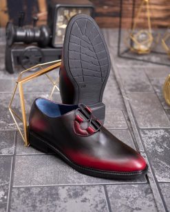 Alternative view of Pantofi de barbati, negru/bordo, din piele naturala- P1892