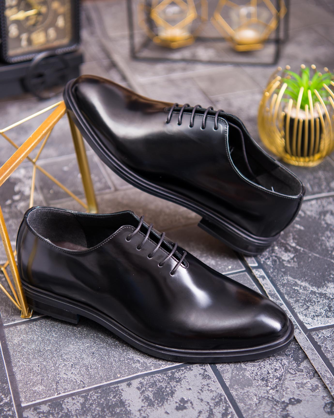 Pantofi de barbati, negri, din piele naturala, semi-lac - P1899 - imagine 7