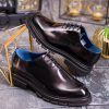Pantofi de barbati, negri, din piele naturala cu talpa înalta, cu model- P1898