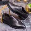 Pantofi de barbati, negri, din piele naturala cu model - P1897