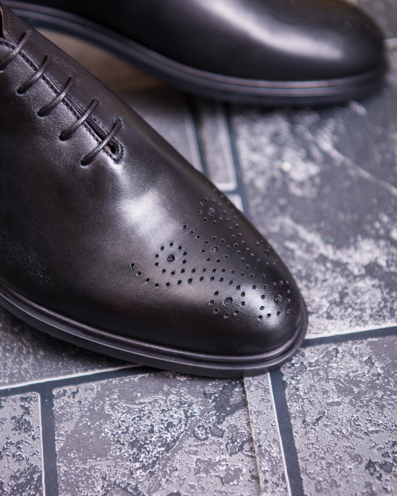 Pantofi de barbati, negri, din piele naturala cu model - P1897 - imagine 5