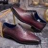 Pantofi de barbati, bordo/negru, din piele naturala cu model croc  - P1896
