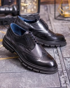 Alternative view of Pantofi de barbati, negru, din piele naturala- P1882