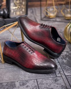 Pantofi de barbati, bordeaux, din piele naturala- P1885