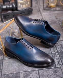 Pantofi de barbati, albastru, din piele naturala- P1886