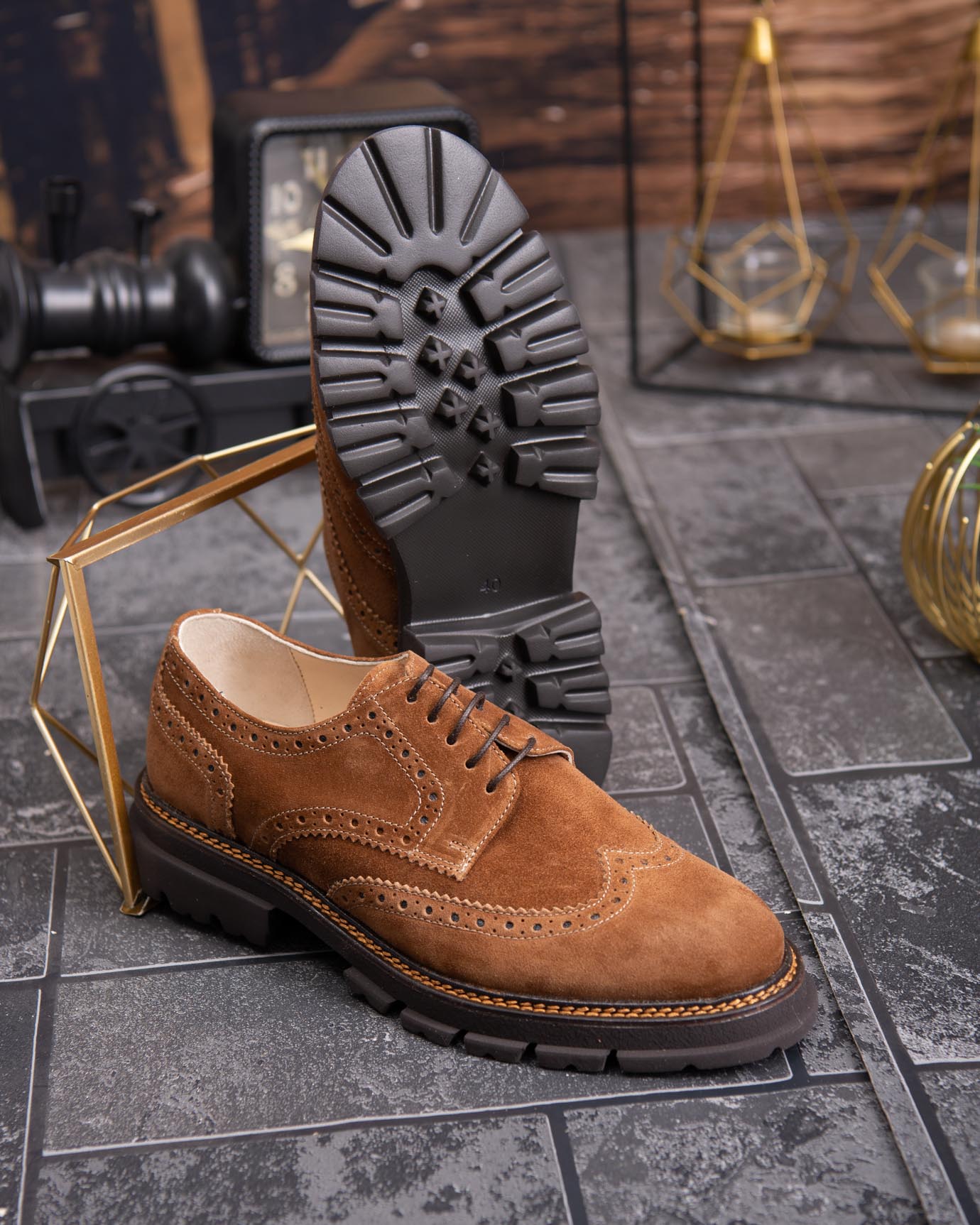 Pantofi de barbati, maro, din piele naturala- P1887 - imagine 5