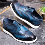 Scarpe casual da uomo, blu, in pelle naturale - P1883