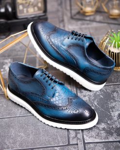Pantofi casual de barbati, albastru, din piele naturala- P1883