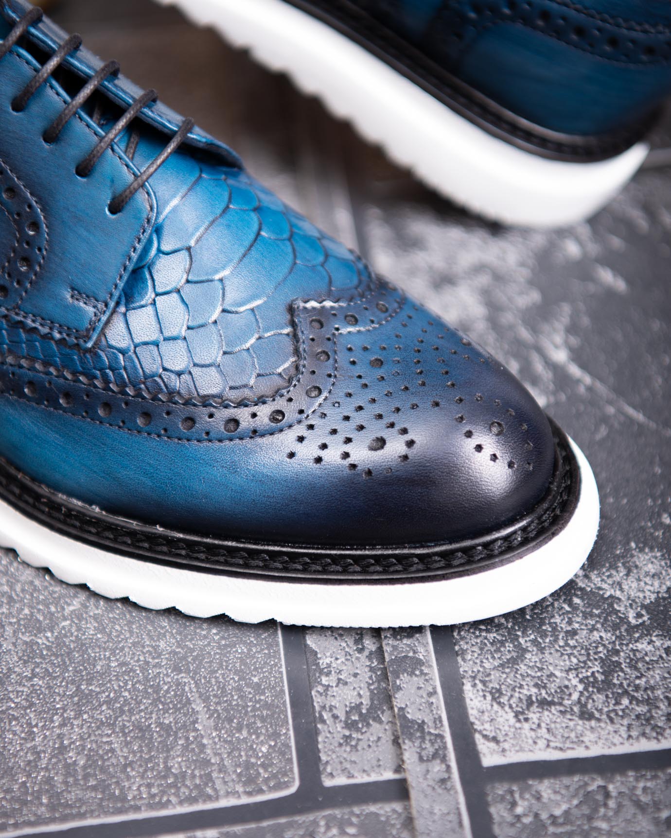 Pantofi casual de barbati, albastru, din piele naturala- P1883 - imagine 3