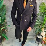 Sacou de bărbați, Slim Fit, Negru, Double Breasted-SC1100