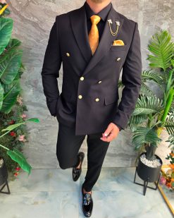 Sacou de bărbați, Slim Fit, Negru, Double Breasted-SC1100