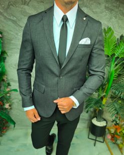 Alternative view of Sacou de bărbați, Slim Fit, verde kaki, textura in- SC952