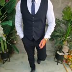 Completo da uomo, gilet e pantaloni, blu navy - CU302