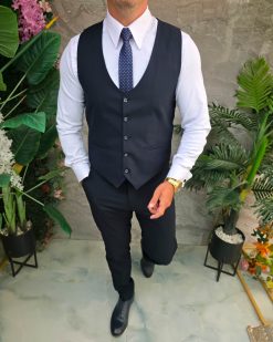 Compleu de barbati, Vesta si Pantalon, Bleumarin - CU302