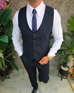 Alternative view of Compleu de barbati, Vesta si Pantalon, Bleumarin - CU302