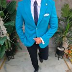 Sacou de bărbați, Slim Fit, Bleu-SC1093