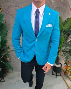 Alternative view of Sacou de bărbați, Slim Fit, Bleu-SC1093