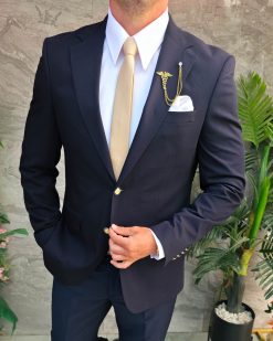 Sacou de bărbați, Slim Fit, Bleumarin-SC1099