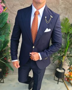 Sacou de bărbați, Slim Fit, Bleumarin-SC1095