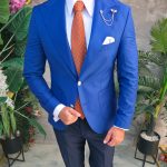 Sacou de bărbați, Slim Fit, Albastru-SC1096