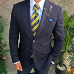 Sacou de bărbați, Slim Fit, Bleumarin-SC1098