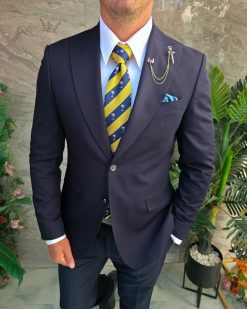 Sacou de bărbați, Slim Fit, Bleumarin-SC1098