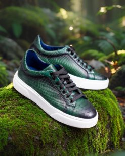 Sneaker de barbati, croco verde, din piele naturala- P1903