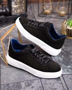 Sneaker de barbati, negri, din piele naturala- P1901