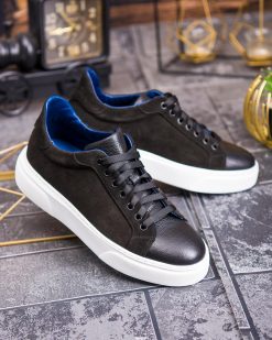 Alternative view of Sneaker de barbati, negru, din piele naturala- P1904