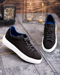 Alternative view of Sneaker de barbati, negri, din piele naturala- P1901