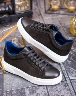 Sneaker de barbati, negru, din piele naturala- P1904