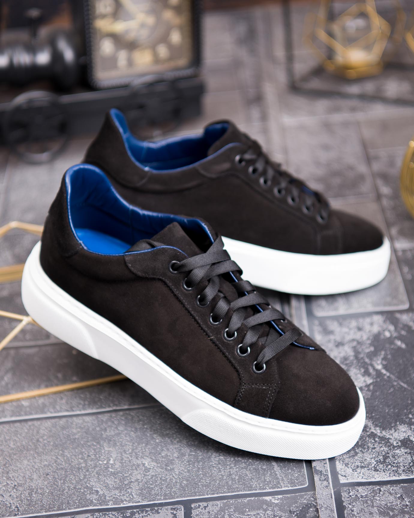 Sneaker de barbati, negri, din piele naturala- P1901 - imagine 4