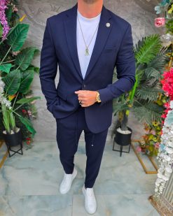 Costum de bărbați, Bleumarin: Sacou si Pantalon - C5336