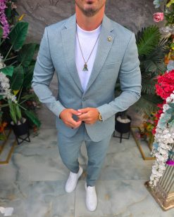 Costum de bărbați, Verde cu striatii: Sacou si Pantalon - C5349