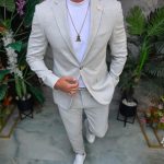 Men's suit, textured grey: Jacket and Trousers - C5342