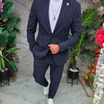 Costum de bărbați, Bleumarin cu dungi: Sacou si Pantalon - C5345