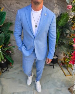 Costum de bărbați, Bleu cu dungi: Sacou si Pantalon - C5354