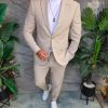 Costum de bărbați, Crem cu dungi fine: Sacou si Pantalon - C5334