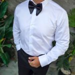 Camisa blanca a rayas 100% de algodón, corte Slim-Fit - CM265