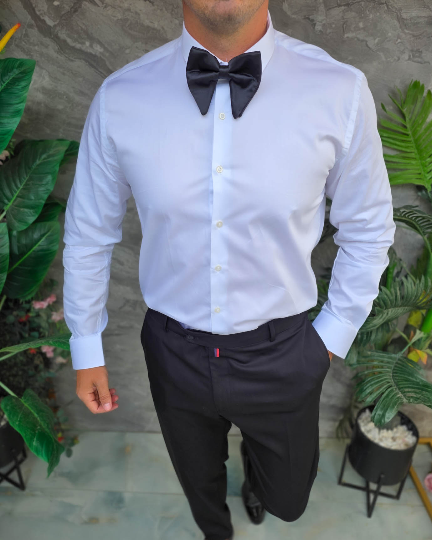 Camasa alba cambrata 100% bumbac fabricata in ROMANIA - CM265 - imagine 3