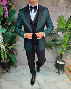 Alternative view of Costum ceremonie Albastru/Negru barbati Set: Sacou, Vesta, Pantalon, Papion- C5373