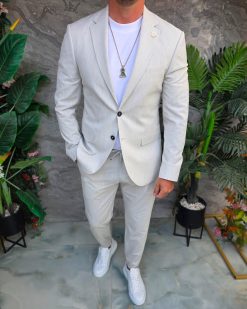 Alternative view of Costum de bărbați, Gri deschis cu dungi fine: Sacou si Pantalon - C5338