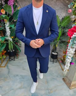 Alternative view of Costum de bărbați, Albastru cu dungi: Sacou si Pantalon - C5339