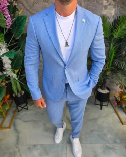 Alternative view of Costum de bărbați, Bleu cu dungi: Sacou si Pantalon - C5354